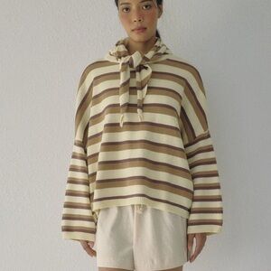 Boheme Striped Crewneck Sweater in Cream and Brown